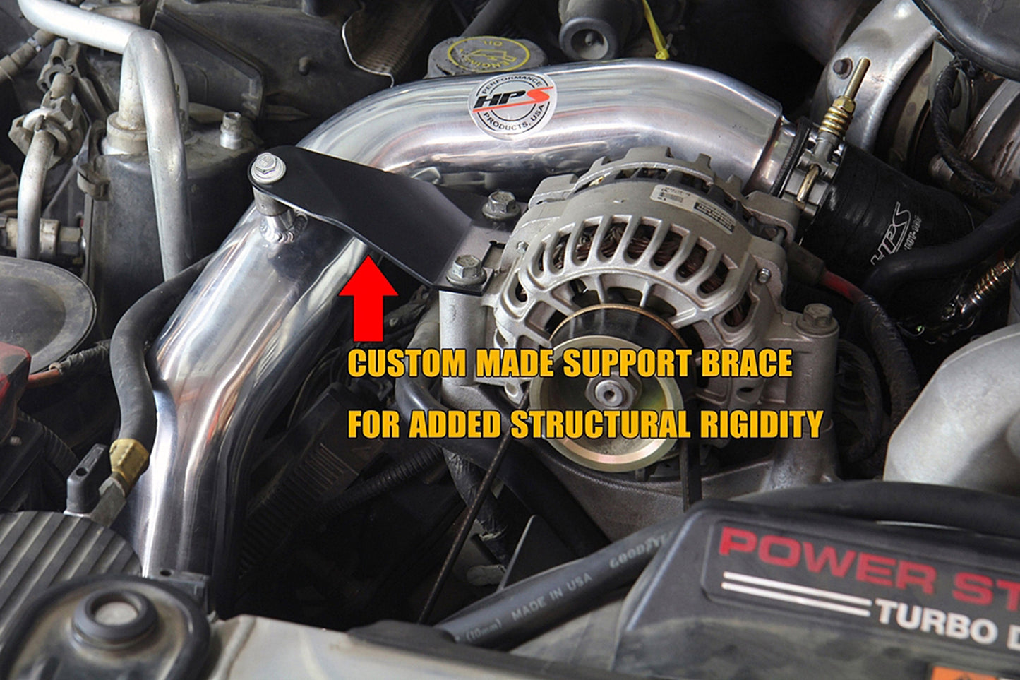 HPS Intercooler Charge Pipe (Hot Side) with Orange Boots, Black, 17-171WB