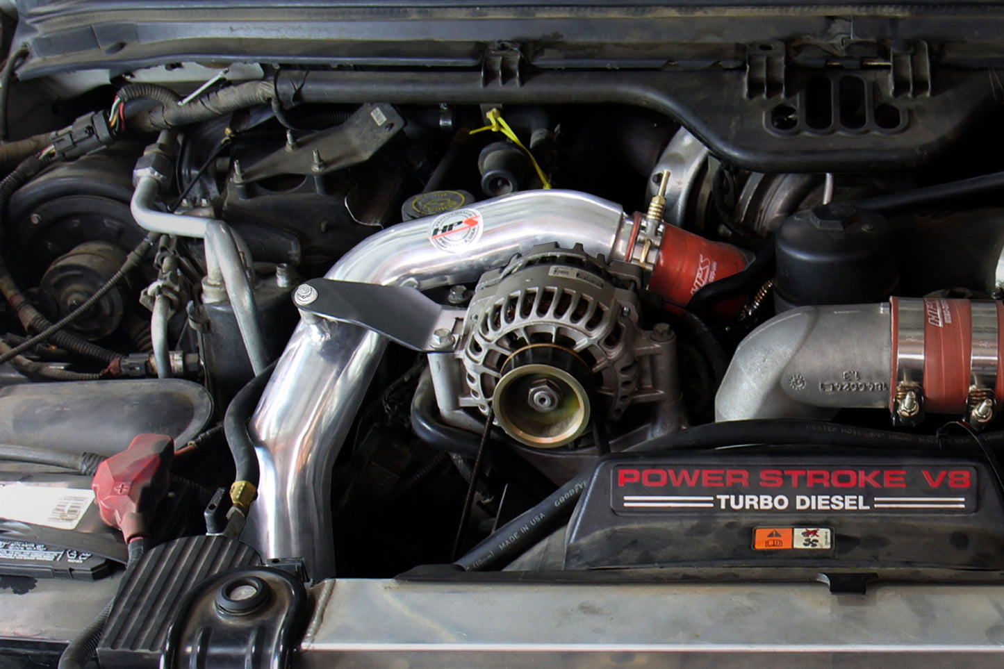 HPS Intercooler Charge Pipe (Hot Side) with Orange Boots, Polished, 17-171P