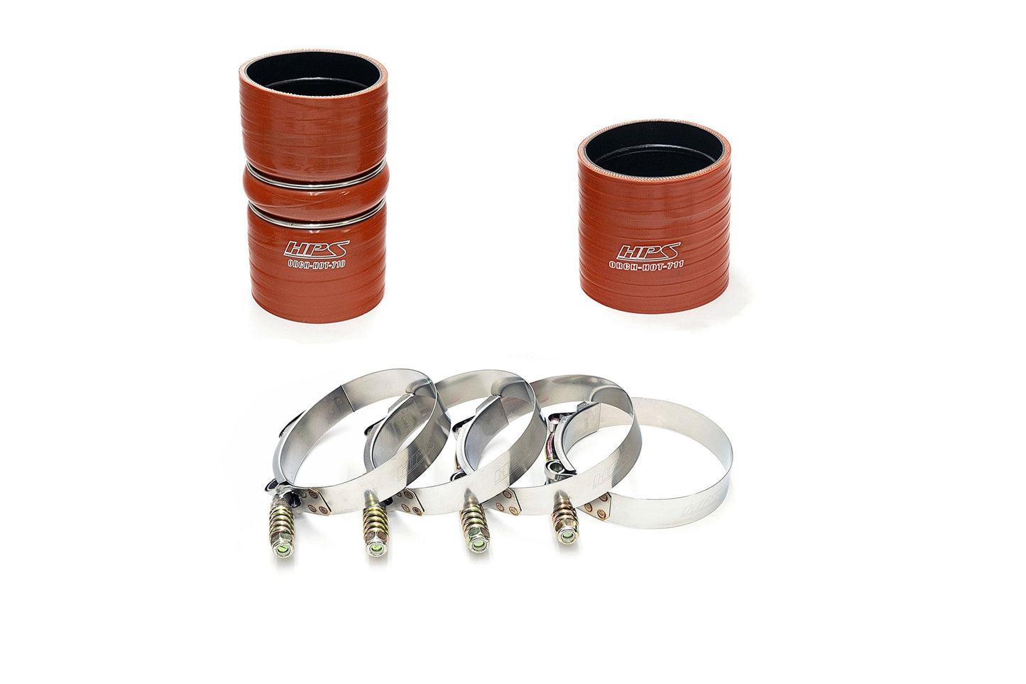 HPS Intercooler Charge Pipe (Cold Side) with Orange Boots, Black, 17-172WB
