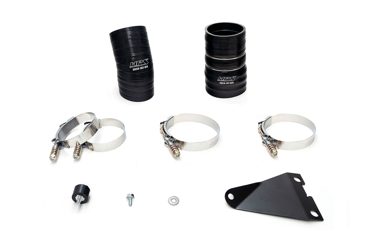 HPS Intercooler Charge Pipe (Hot Side) with Black Boots, Polished, 17-173P