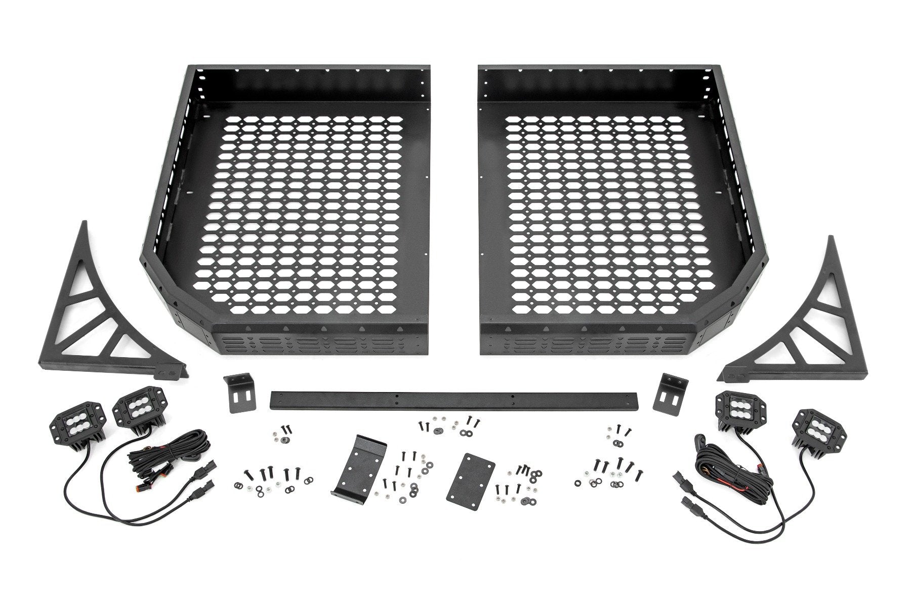 Cargo Rack | Dual 2" Black LED Pairs | Flush Mount | Polaris Ranger 1000/Ranger XP 1000