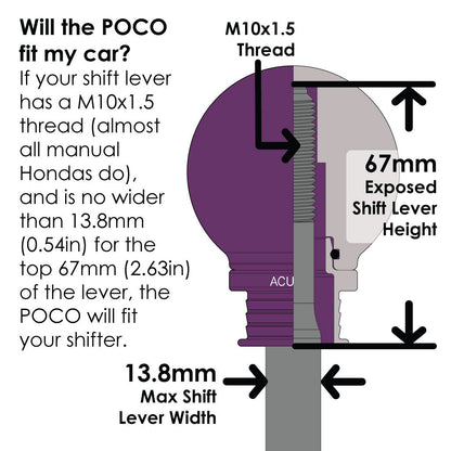 ACUITY Instruments POCO Low-Profile Shift Knob in Satin Purple Anodized Finish