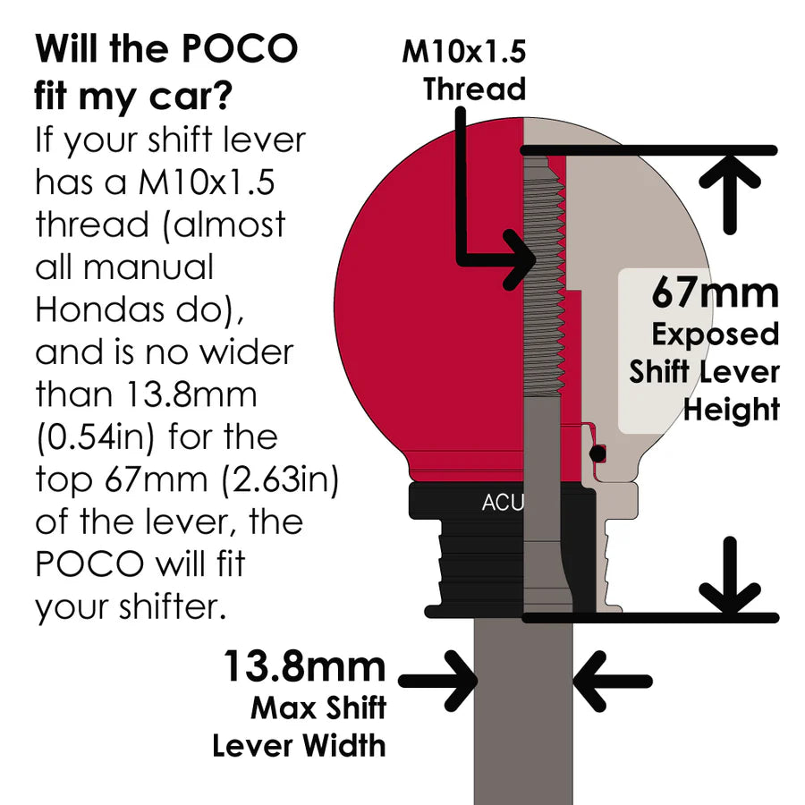 ACUITY Instruments POCO Insulated Low-Profile Shift Knob in Red (M10X1.5)