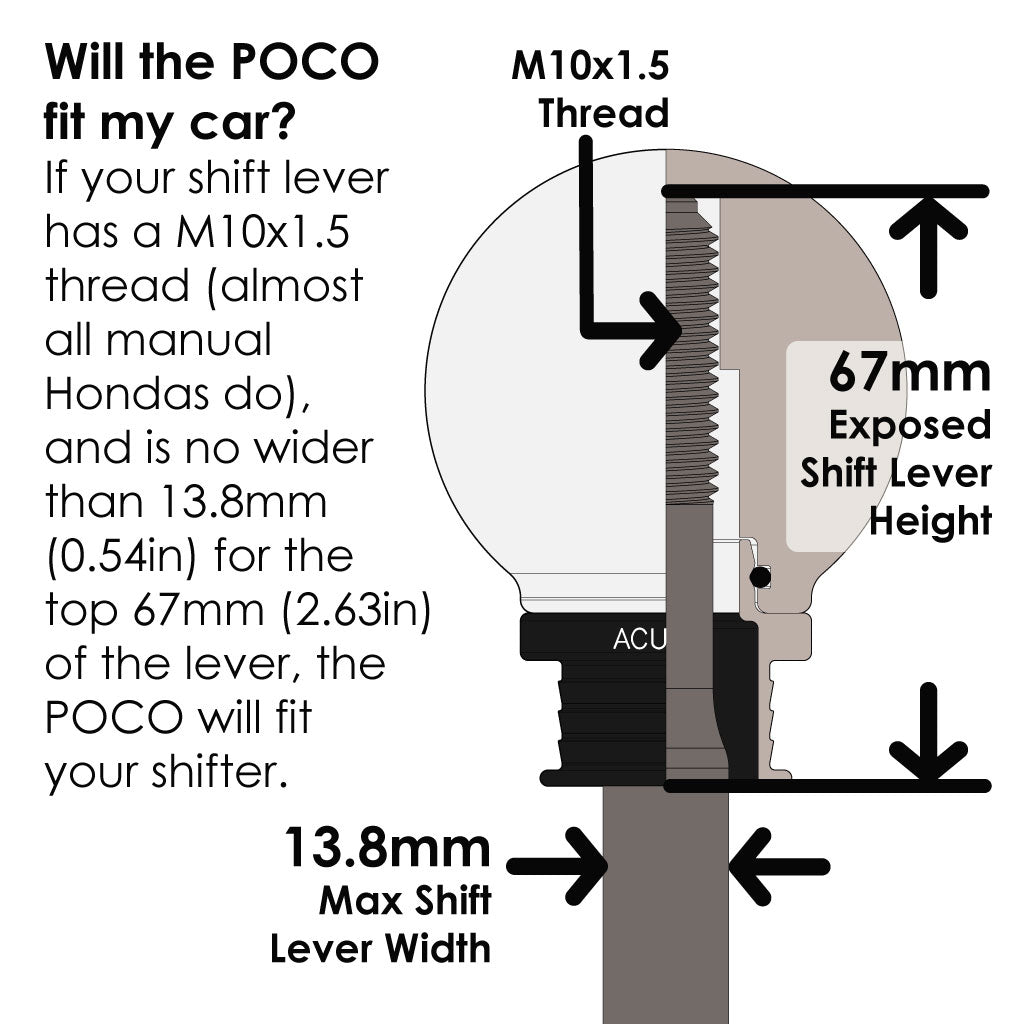 ACUITY Instruments POCO Insulated Low-Profile Shift Knob in White (M10X1.5)