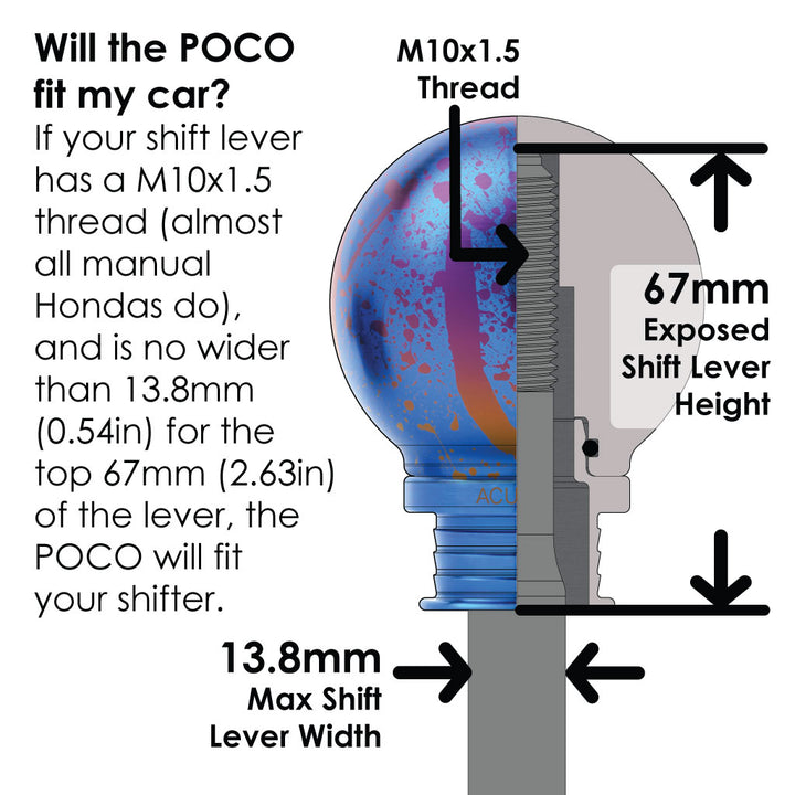 ACUITY Instruments POCO-Ti Splatter Titanium Low Profile Shift Knob (M10x1.5) 1958-SPL