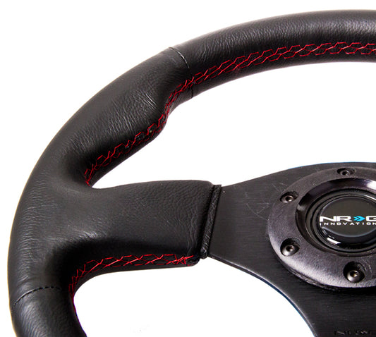 NRG Reinforced Steering Wheel (320mm) Leather w/Red Stitch