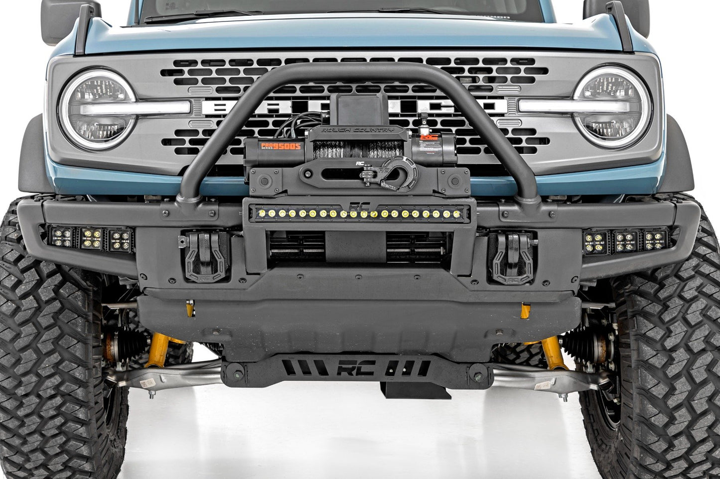 High Winch Mount | All Models | 9500S | 20 Inch Black Single Row LED | Ford Bronco (21-24)
