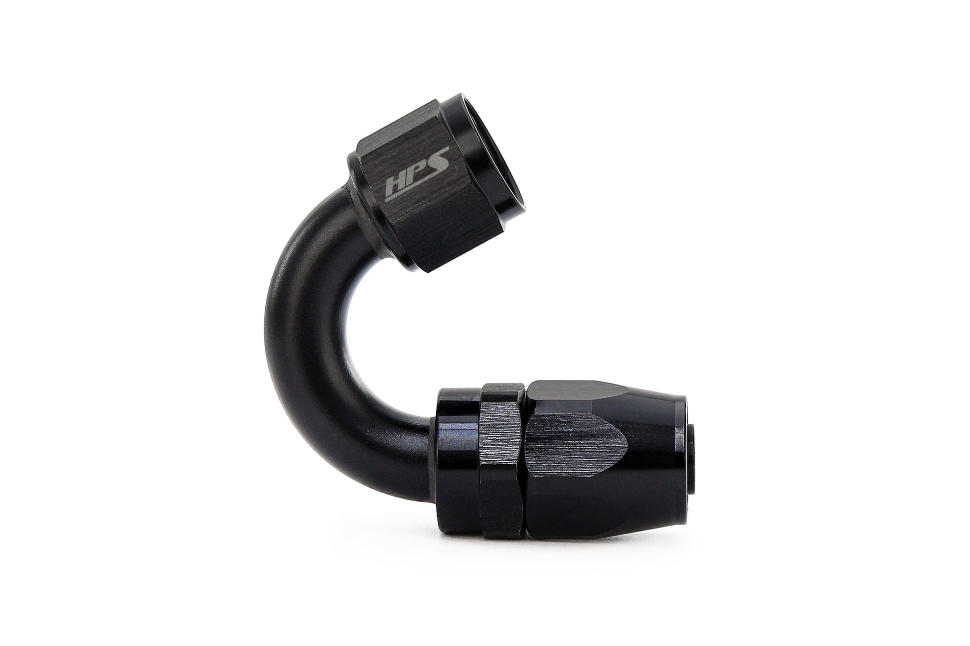HPS Performance 150 Degree -4 Compression Double Swivel Hose End to AN Female Aluminum Black