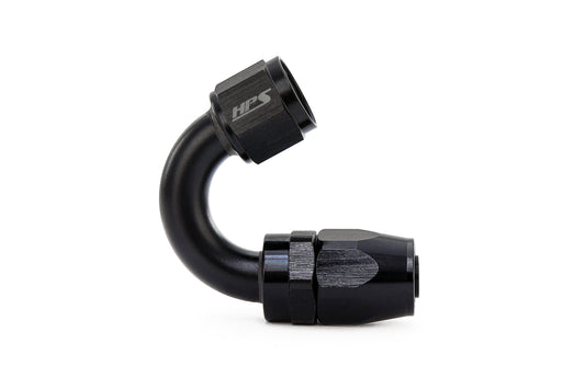 HPS Performance 150 Degree -10 Compression Double Swivel Hose End to AN Female Aluminum Black