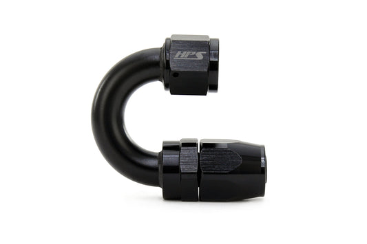 HPS Performance 180 Degree -12 Compression Double Swivel Hose End to AN Female Aluminum Black