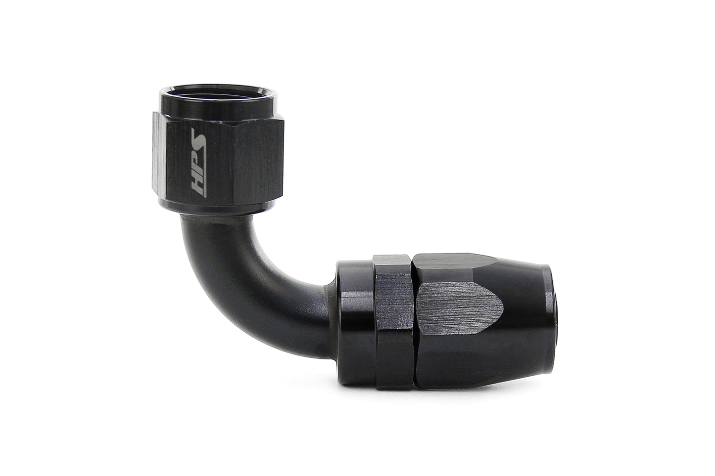 HPS Performance 90 Degree -6 Compression Double Swivel Hose End to AN Female Aluminum Black