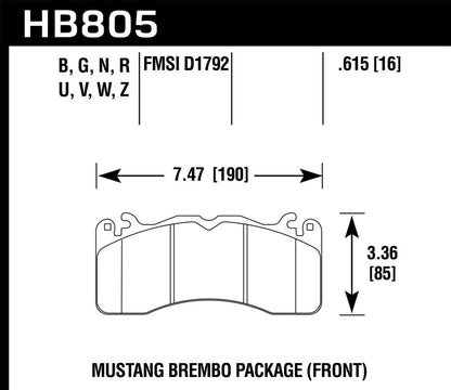 Hawk 15-17 Ford Mustang Brembo Package DTC-30 Front Brake Pads