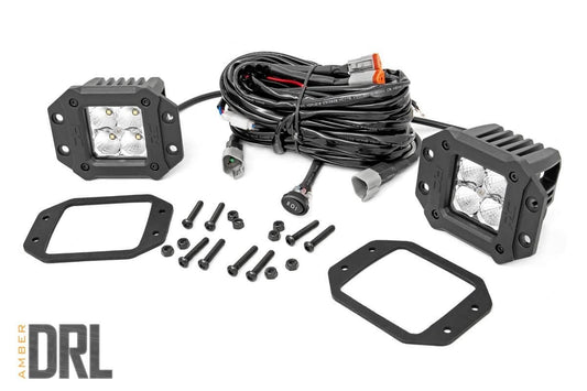 2 Inch Chrome Series LED Light Pods | Flush Mount | Amber DRL