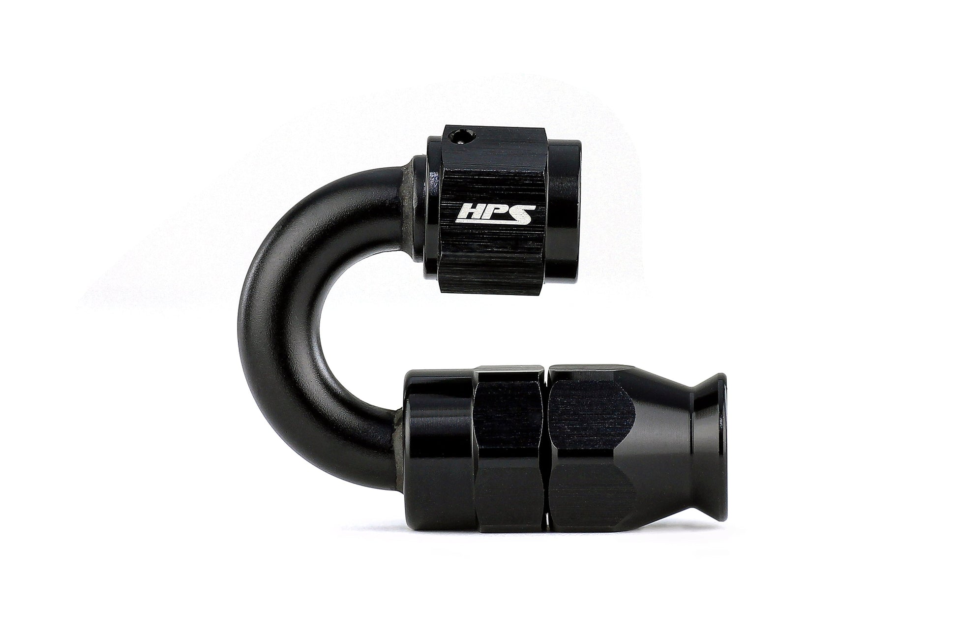 HPS Performance 180 Degree -8 Compression Teflon Hose End to AN Female for Stainless Steel Reinforced PTFE Hose Aluminum Black