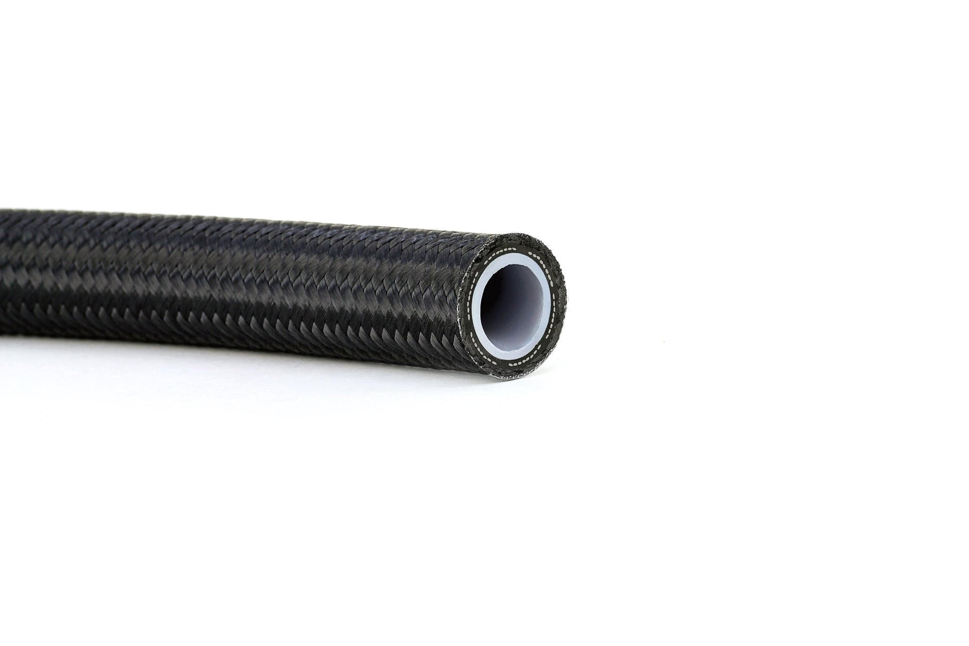 HPS Performance -6 PTFE Stainless Steel Reinforced Braided Hose with Nylon Braided Sleeve Black