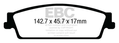 EBC 15+ Gac Yukon XL / Denali XL 1500 Extra Duty Rear Brake Pads