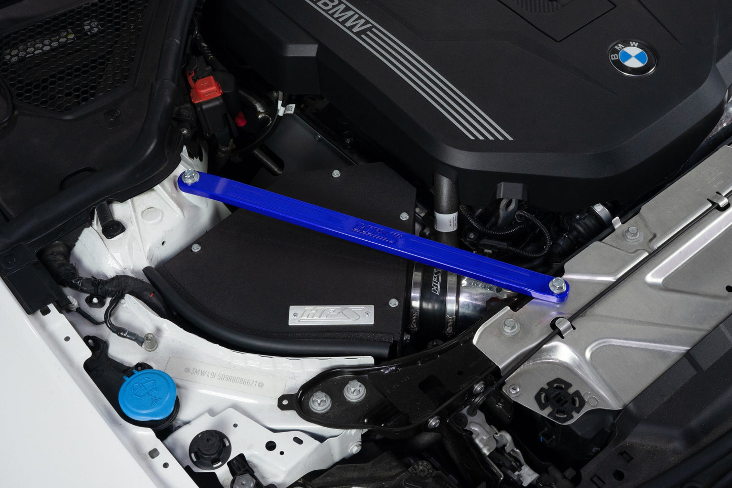 HPS Performance Front Billet Strut Bar Cross Brace, Blue, 42-115BL