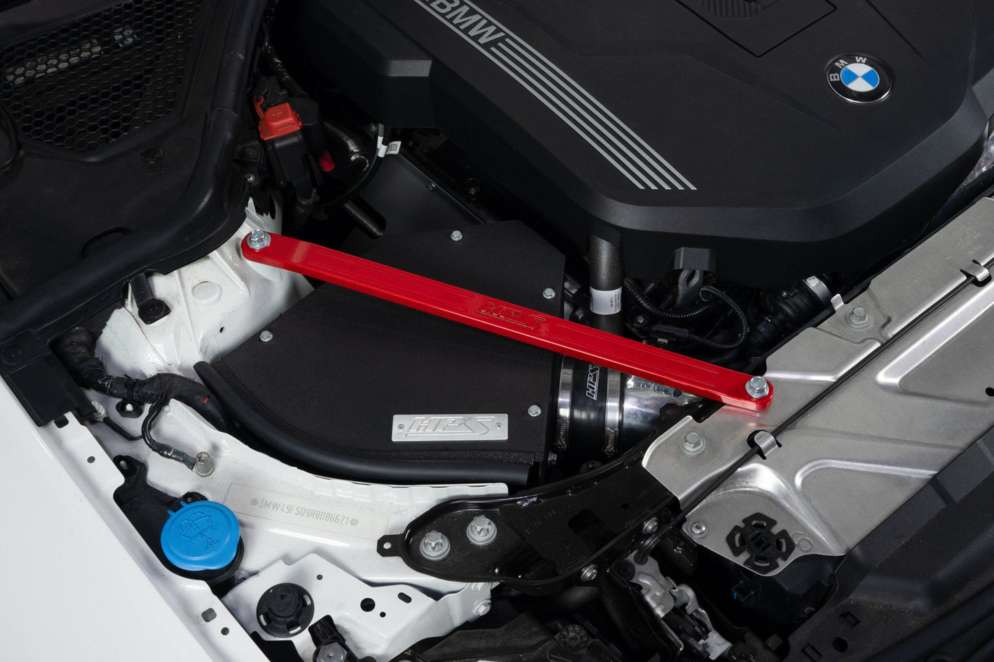 HPS Performance Front Billet Strut Bar Cross Brace, Red, 42-115R