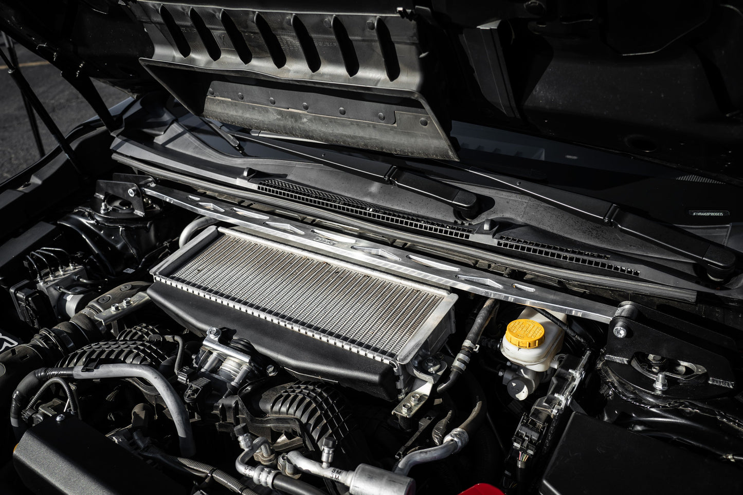 HPS Performance Aluminum Front Strut Tower Brace Bar, Red, 42-118R