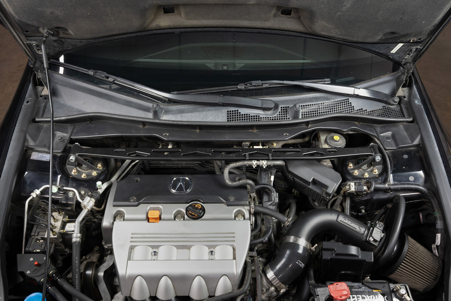 HPS Performance Aluminum Front Strut Tower Brace Bar, Black, 42-119WB