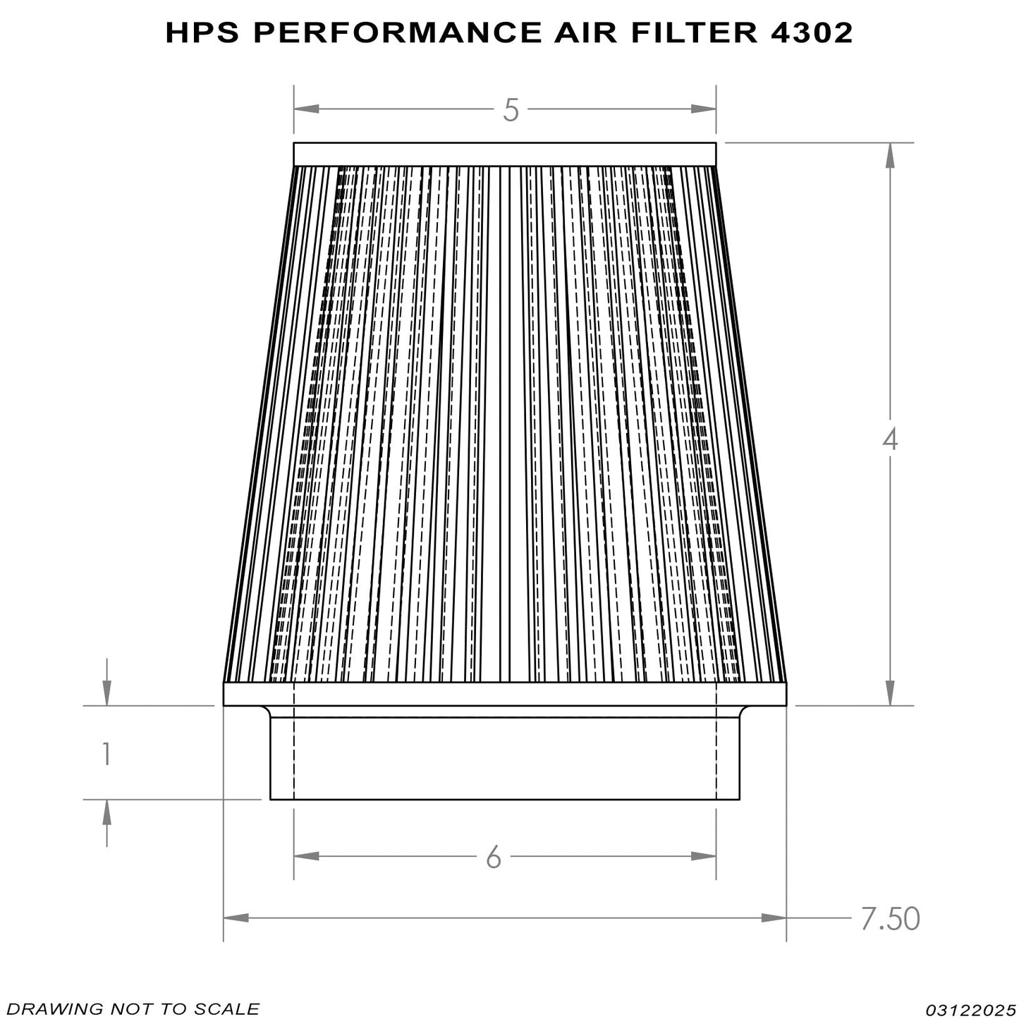 HPS Performance Air Filter 6" ID, 4" Element Length, 5" Overall Length
