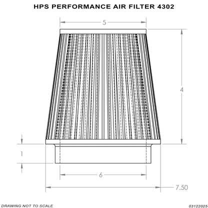 HPS Performance Air Filter 6" ID, 4" Element Length, 5" Overall Length