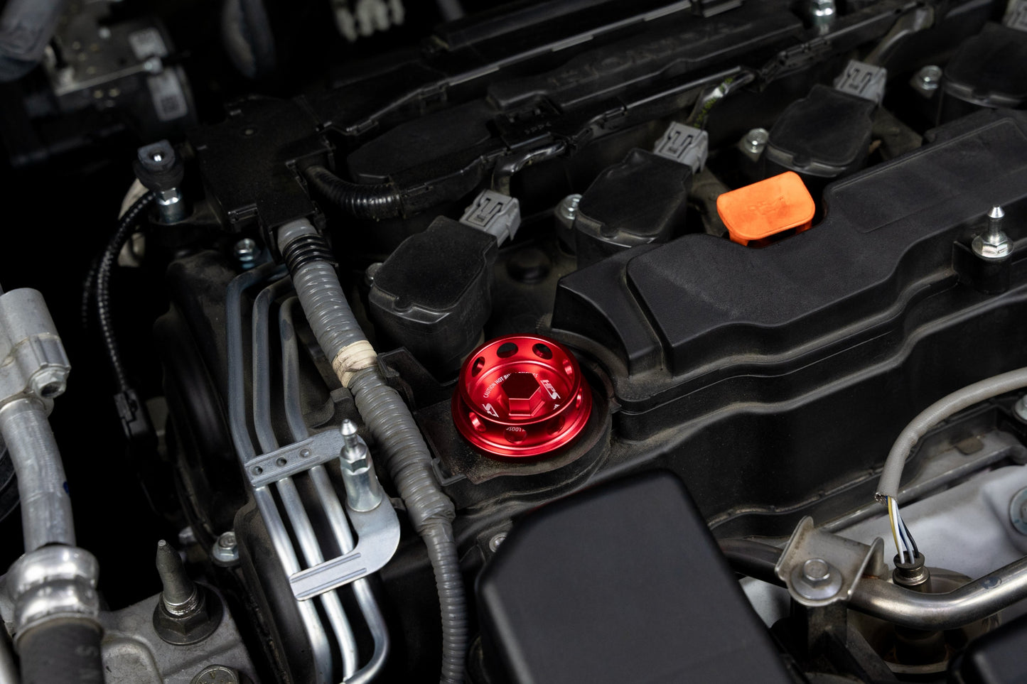 HPS Performance Billet Aluminum Oil Cap for Honda B C D F H J K L R Series Engine, Red, 5269-104R