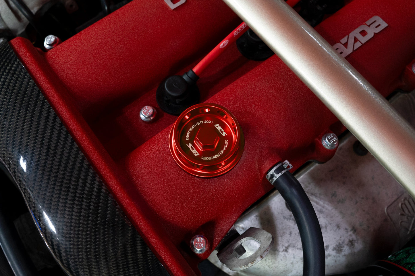 HPS Performance Billet Aluminum Engine Oil Filler Cap, Red, 5269-107R