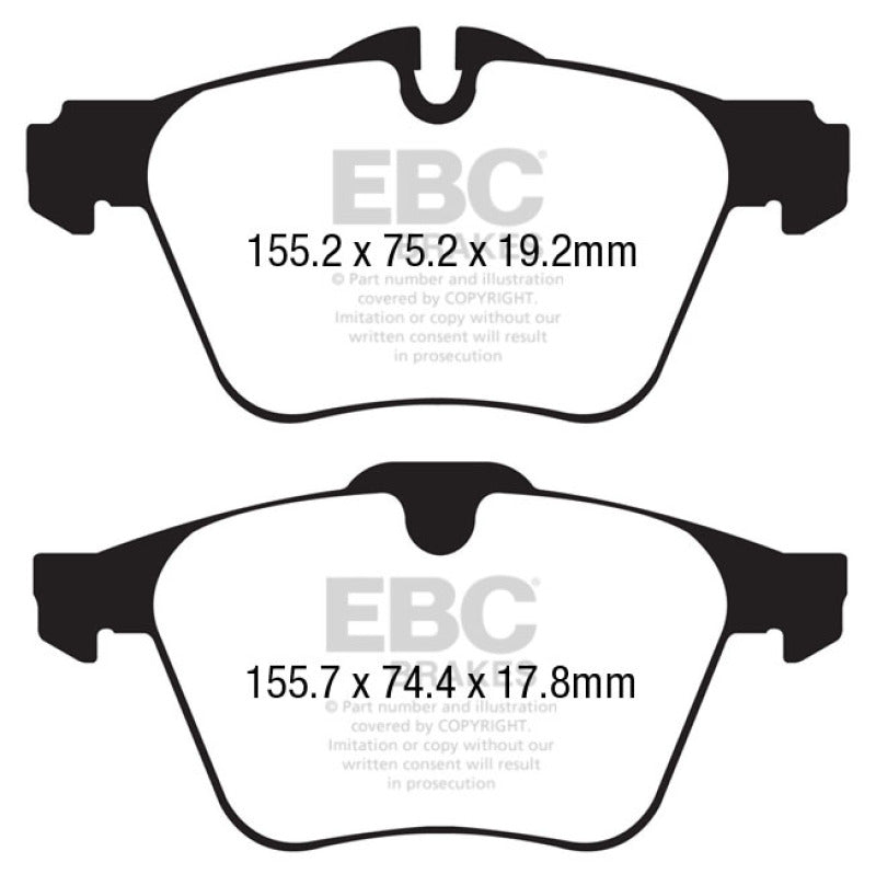 EBC 13+ Jaguar F-Type (Cast Iron Rotors Only) 3.0 Supercharged (340) Redstuff Front Brake Pads