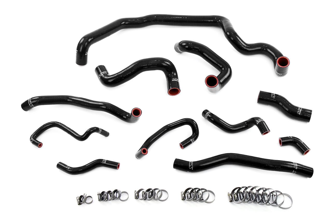 HPS Performance High Temp Reinforced Silicone Radiator Heater Water Pump and Expansion Tank Coolant Hose Kit Black 57-1995-BLK