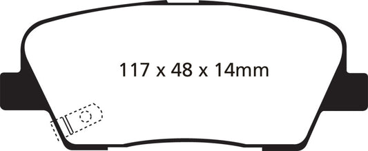 EBC 11+ Hyundai Equus 4.6 Redstuff Rear Brake Pads