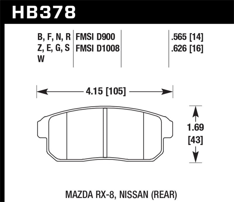 Hawk 2001-2001 Infiniti G20 (Made On or After 12-1-01) HPS 5.0 Rear Brake Pads