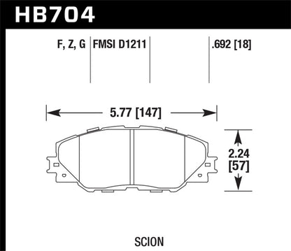 Hawk 09-10 Pontiac Vibe 2.4L / 11-12 Scion tC HPS Front Street Brake Pads