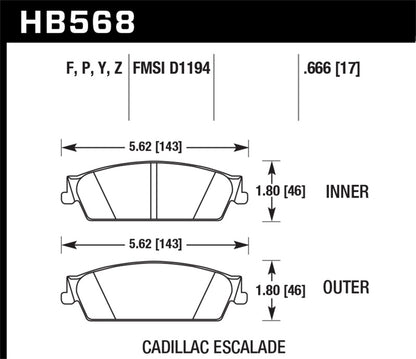 Hawk 07-08 Escalade 6.2 / 07-08 Avalanche Super Duty Rear Brake Pads