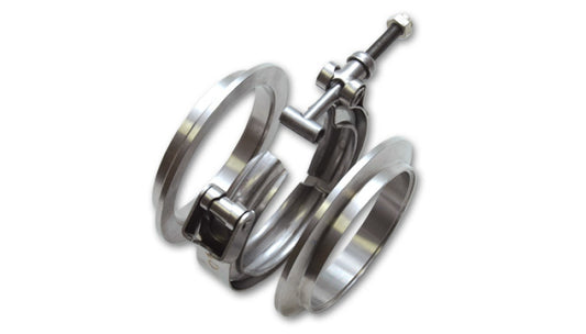 Vibrant T304 SS V-Band Flange Assembly for 2.5in O.D. Tubing incl 2 V-Band flanges & 1 V-Band Clamp