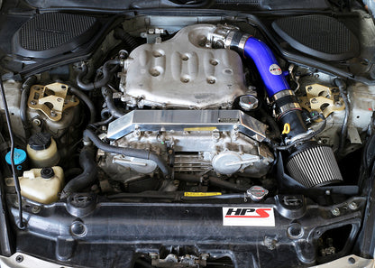 HPS Performance Air Intake Kit with Heat Shield, Blue, 827-520BL