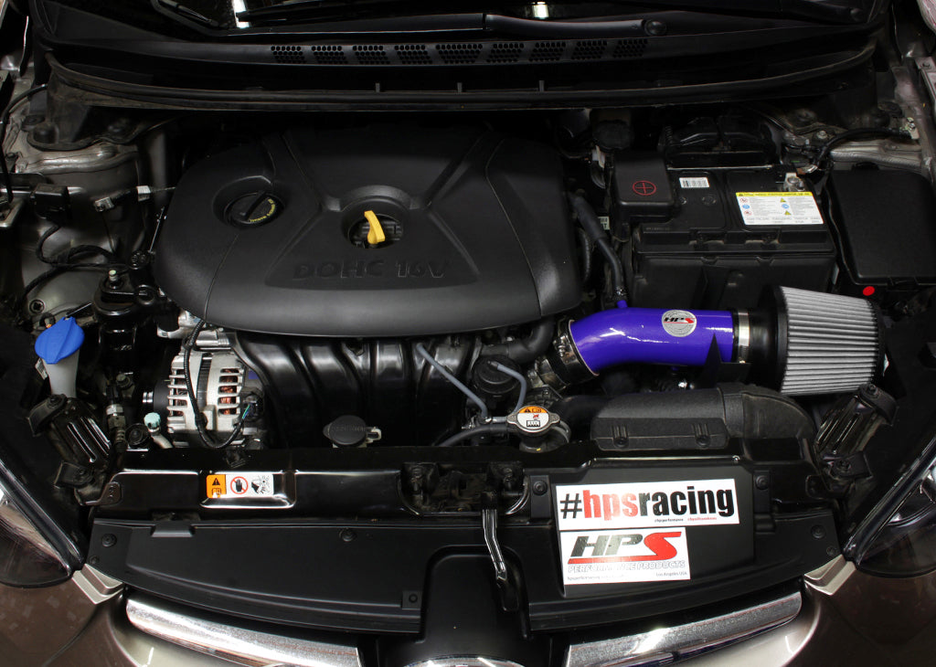 HPS Performance Air Intake Kit with Heat Shield, Blue, 827-538BL