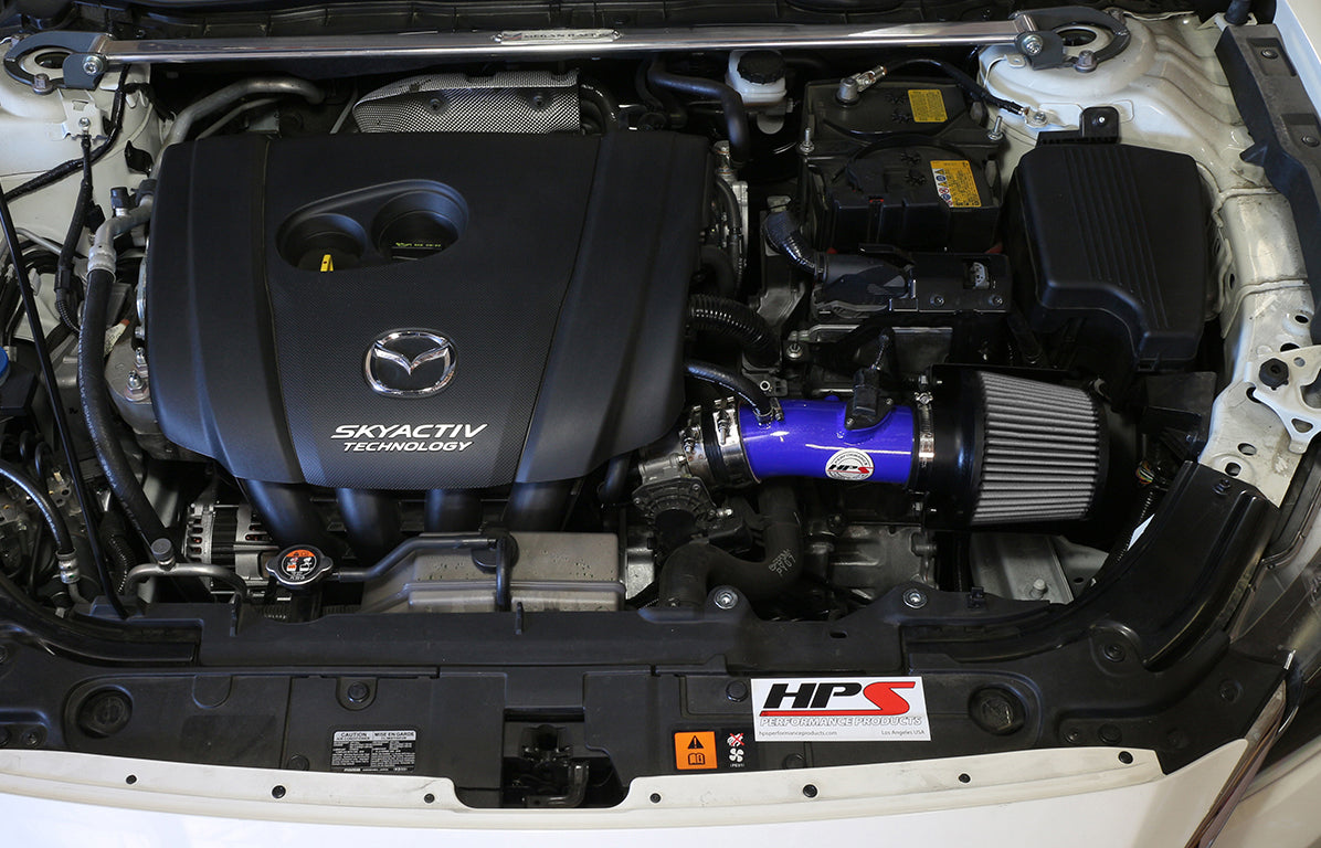 HPS Performance Air Intake Kit with Heat Shield, Blue, 827-547BL