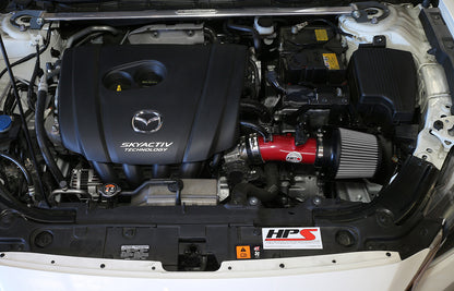 HPS Performance Air Intake Kit with Heat Shield, Red, 827-547R