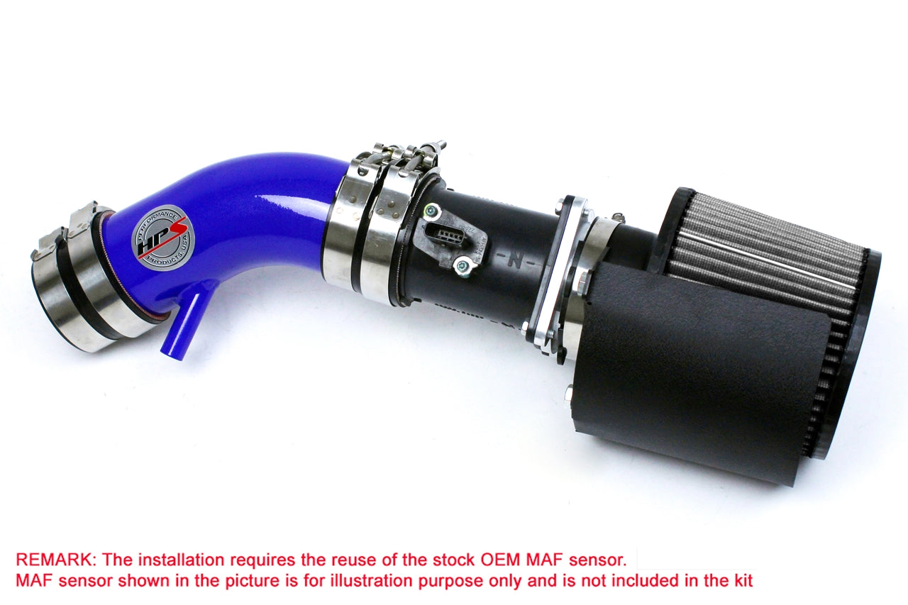 HPS Performance Air Intake Kit with Heat Shield Blue 827-570BL