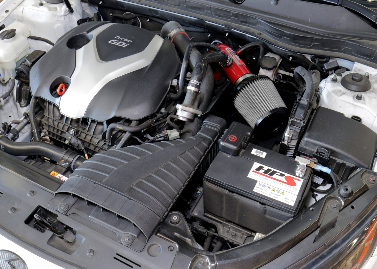 HPS Performance Air Intake Kit with Heat Shield, Red, 827-587R