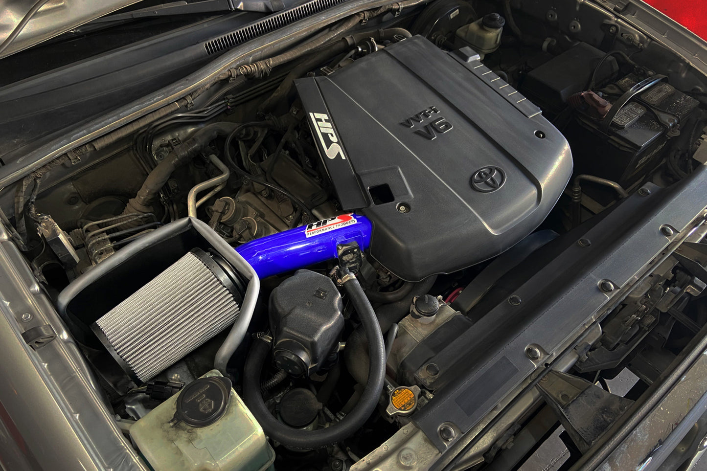 HPS Performance Air Intake Kit with Heat Shield, Red, 827-718R