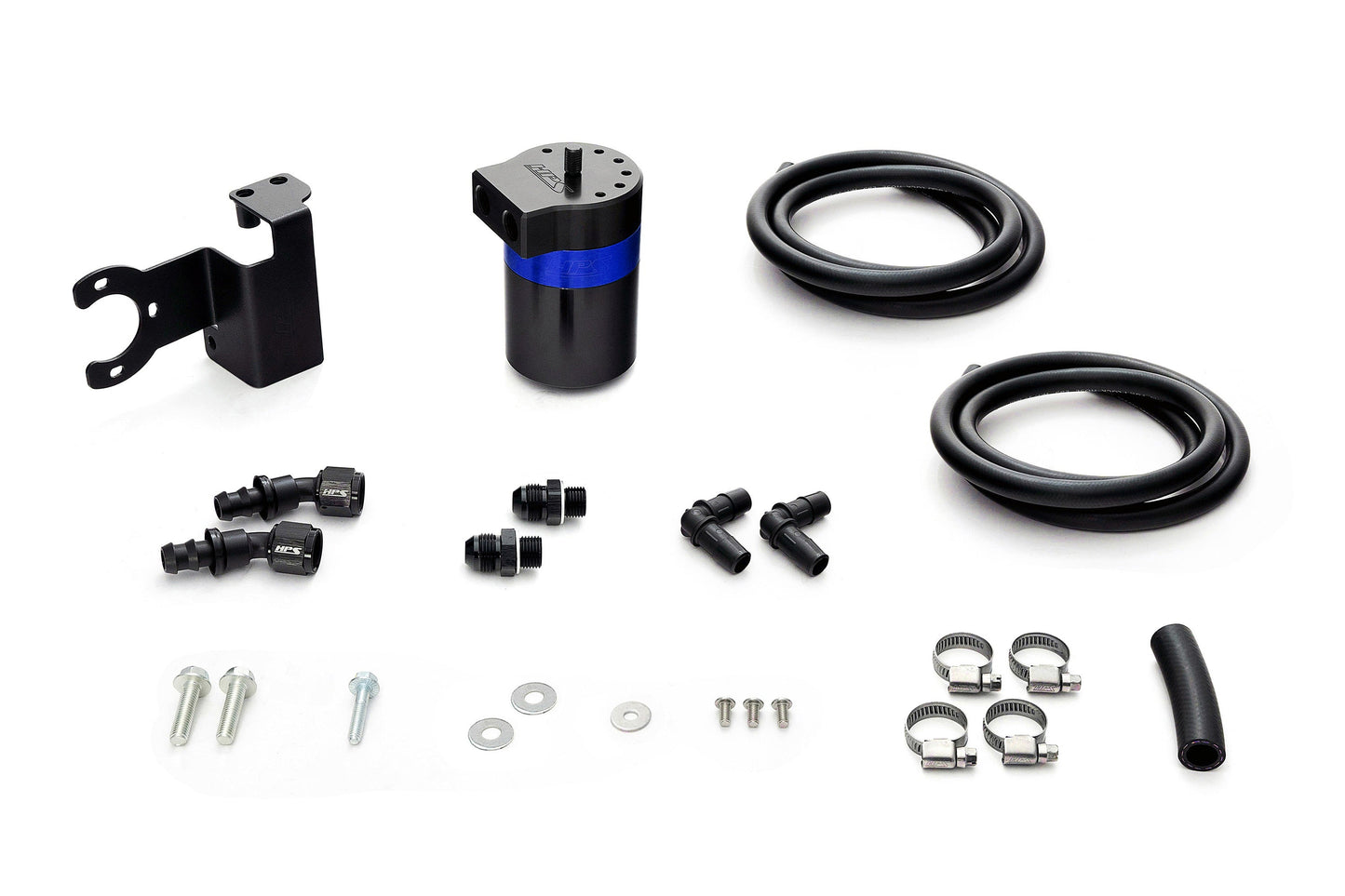 HPS Performance Billet Aluminum Oil Catch Can Kit, Blue, 860-003BL