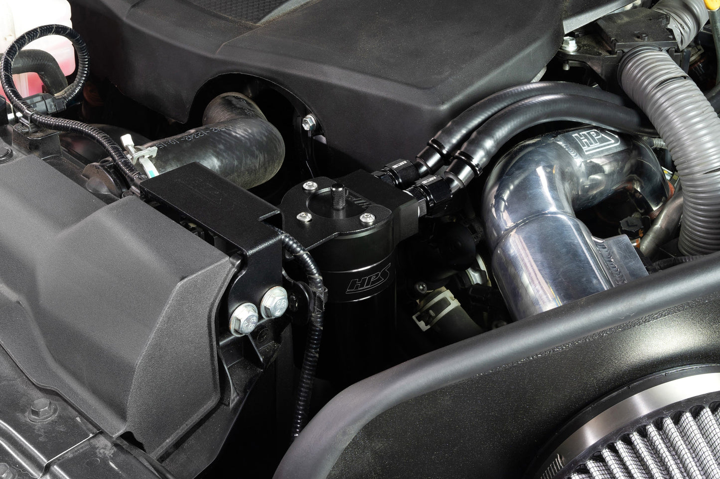 HPS Performance Billet Aluminum Oil Catch Can Kit, Black, 860-003WB