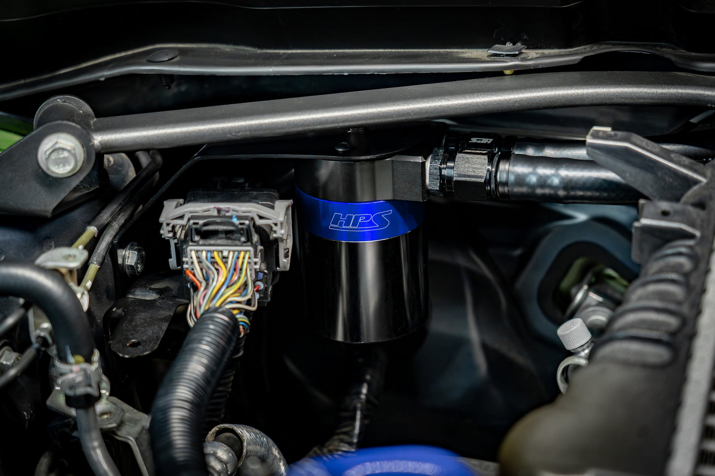 HPS Performance Billet Aluminum Oil Catch Can Kit, Blue, 860-004BL
