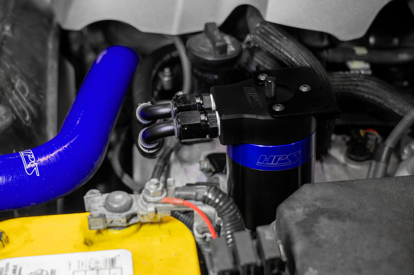 HPS Performance Billet Aluminum Oil Catch Can Kit, Blue, 860-005BL