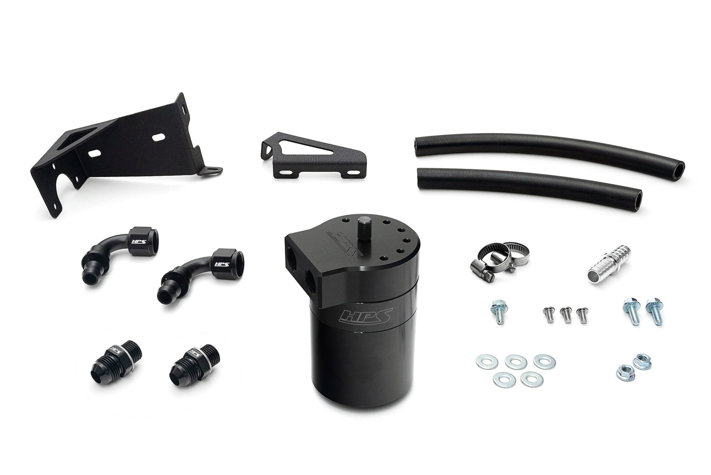 HPS Performance Billet Aluminum Oil Catch Can Kit, Black, 860-005WB