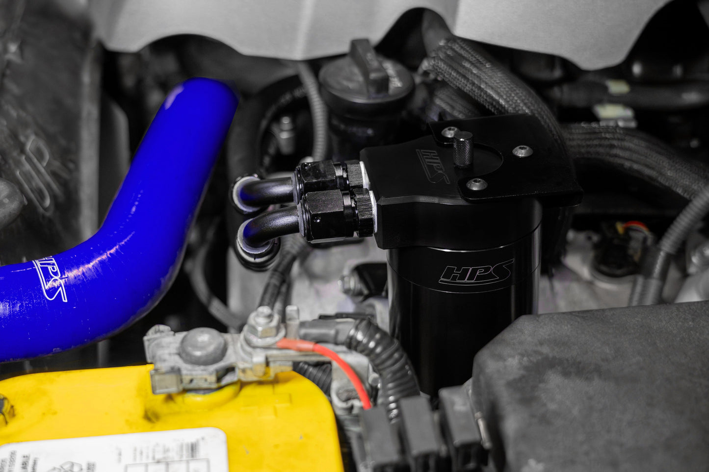 HPS Performance Billet Aluminum Oil Catch Can Kit, Black, 860-005WB