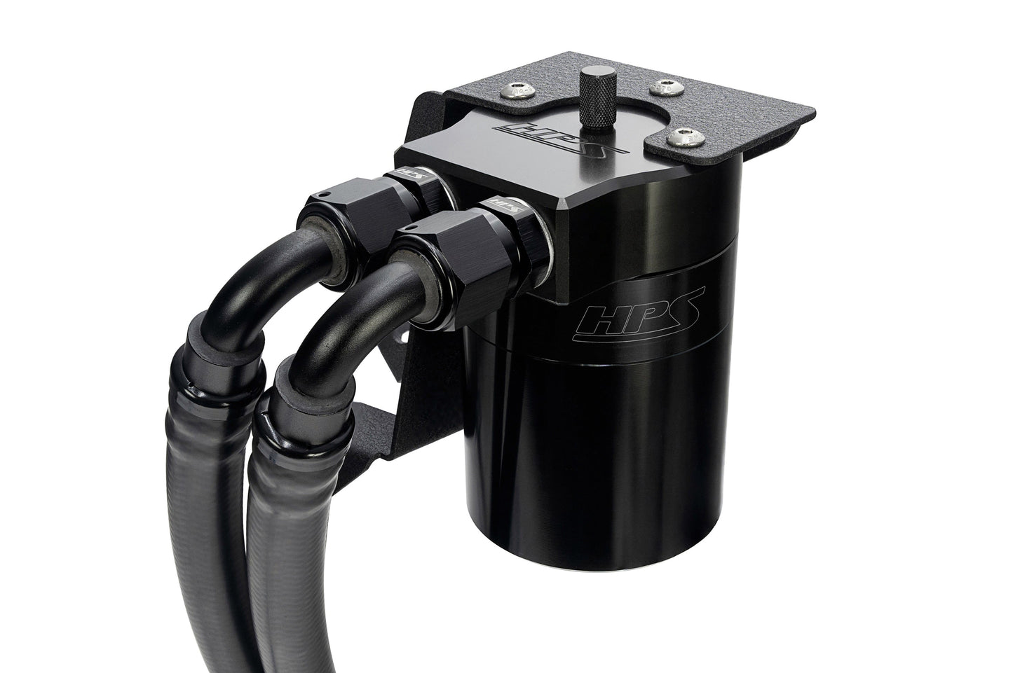 HPS Performance Billet Aluminum Oil Catch Can Kit, Black, 860-005WB