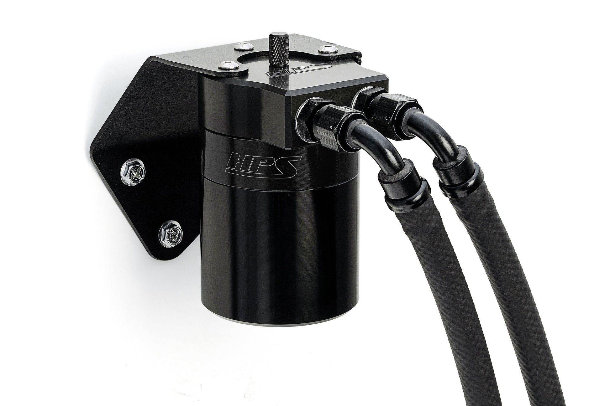 HPS Performance Billet Aluminum Oil Catch Can Kit Black 860-006WB